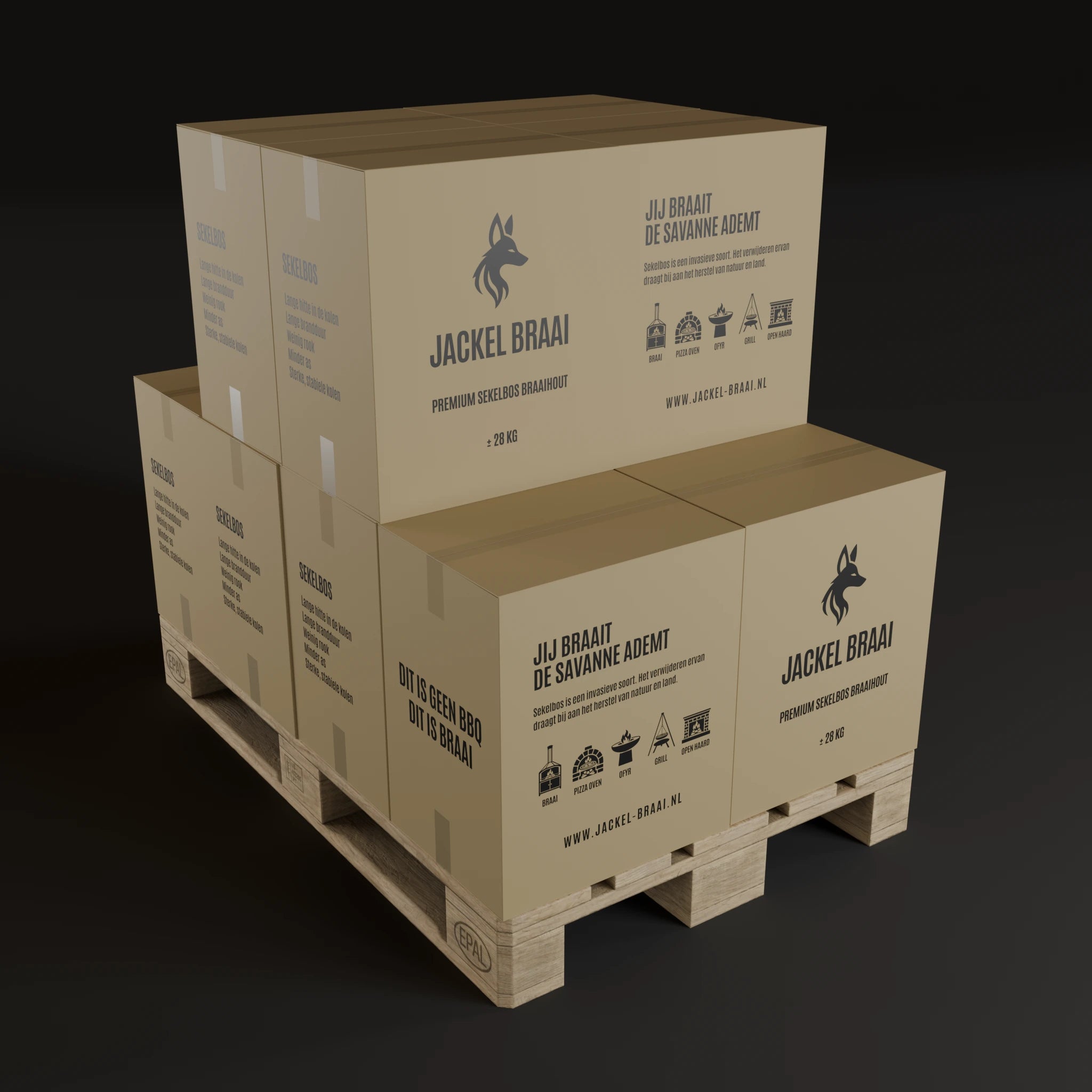 Sekelbos Braaihout - halve pallet 12 dozen (336kg)