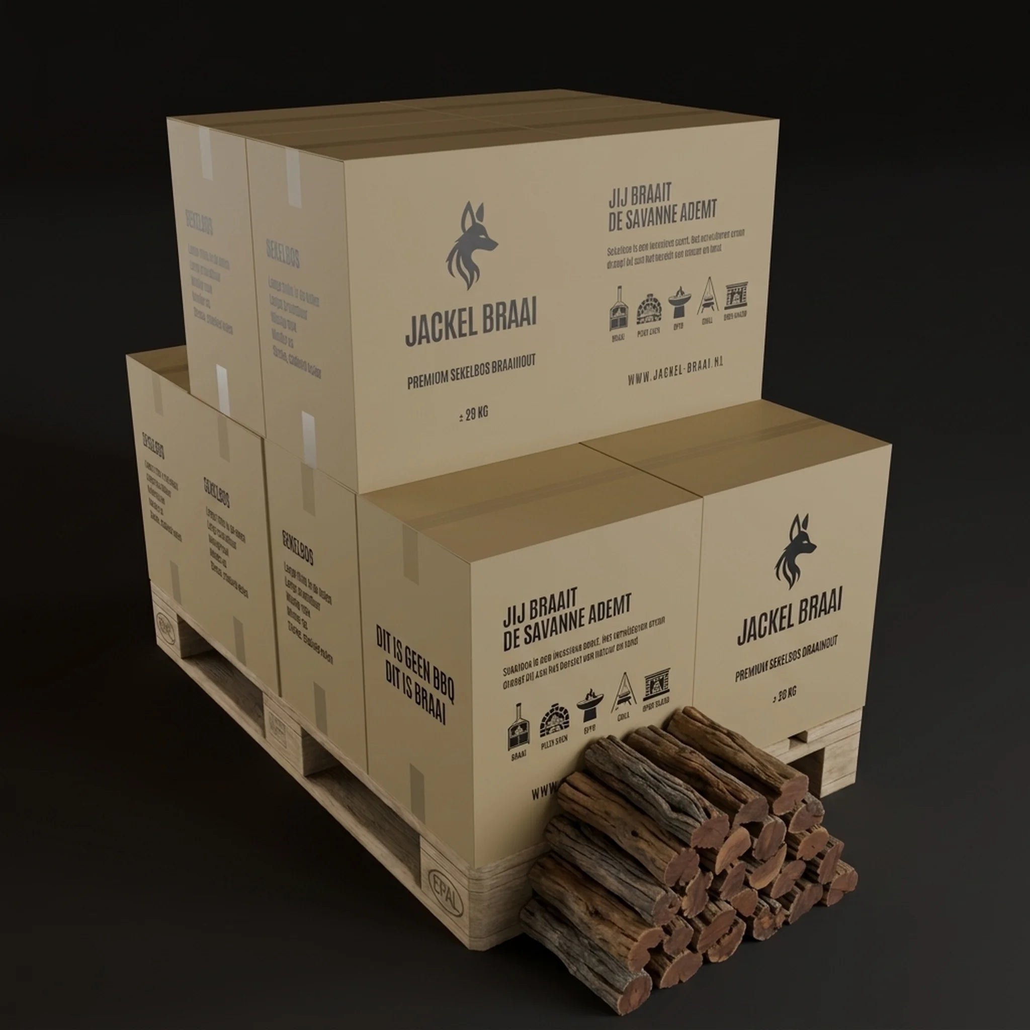 Sekelbos Braaihout - halve pallet 12 dozen (336kg) - hover